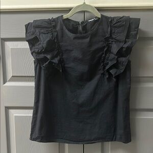 Elegant Black Ruffle Sleeve Top